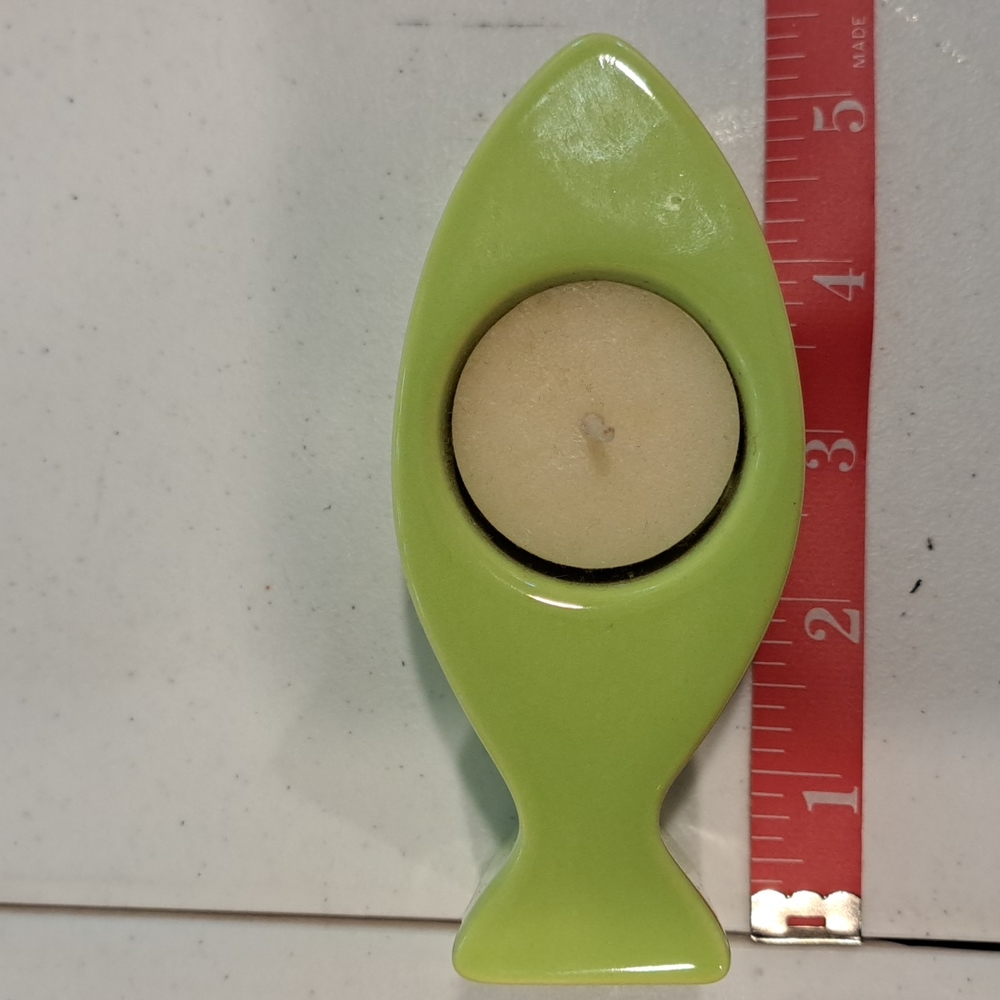 Ceramic green fish votive candle